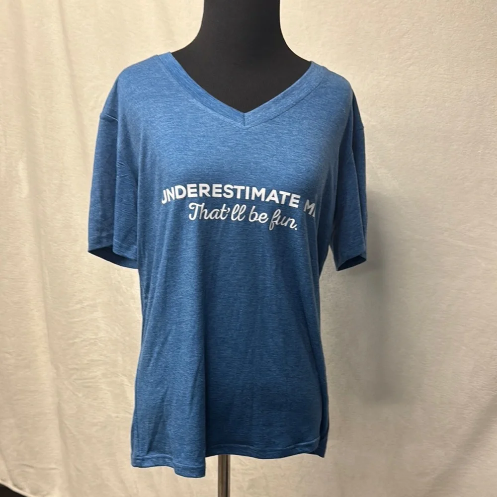 Blue Graphic V-Neck T-Shirt - Picture 2 of 4